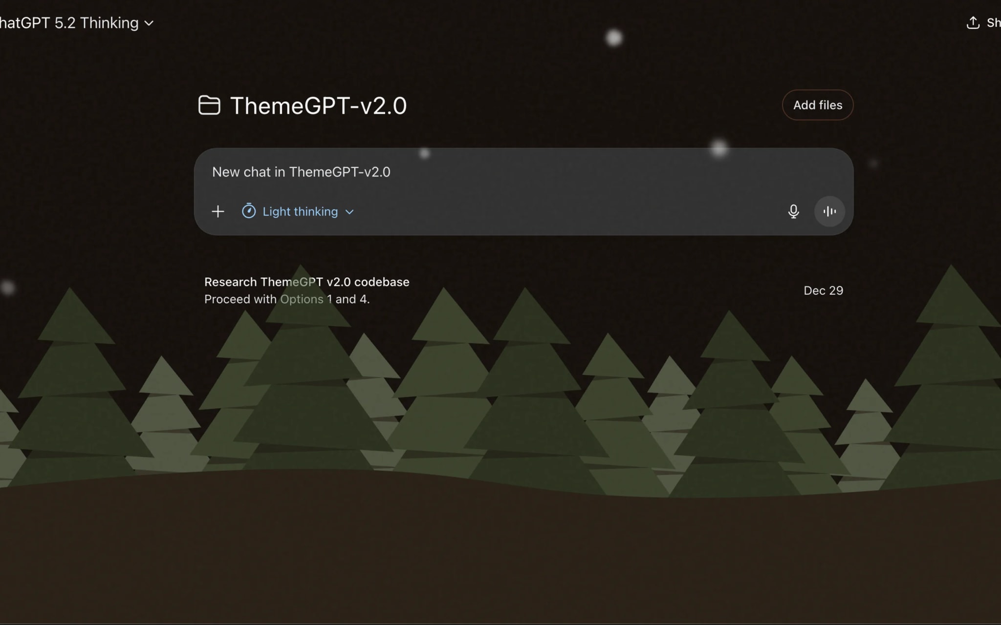 Woodland Retreat home screen